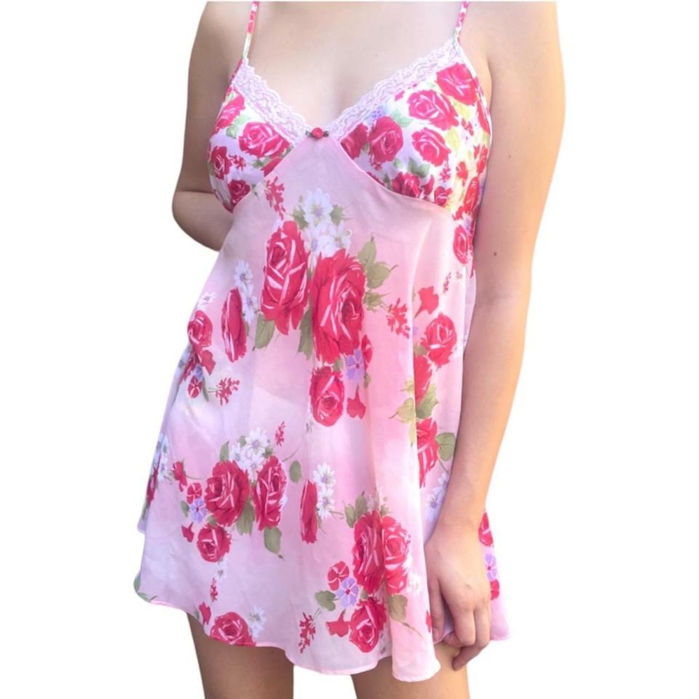 Vintage Pink Rose Slip Dress